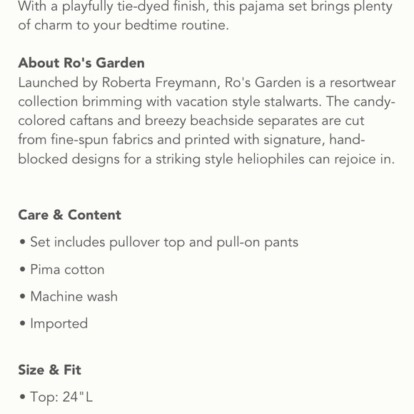 Anthropologie Ro's Garden Dreamer Tie-Dye Pajamas - Picture 16 of 16